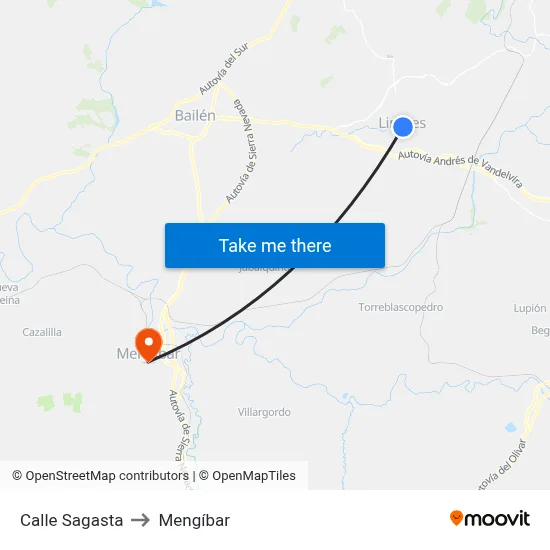 Calle Sagasta to Mengíbar map