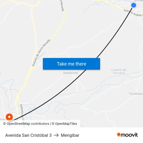 Avenida San Cristóbal 3 to Mengíbar map