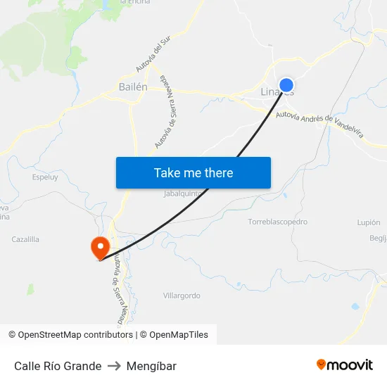 Calle Río Grande to Mengíbar map