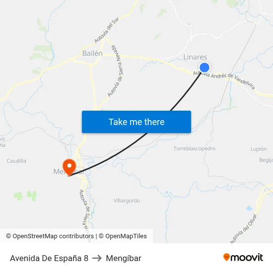 Avenida De España 8 to Mengíbar map