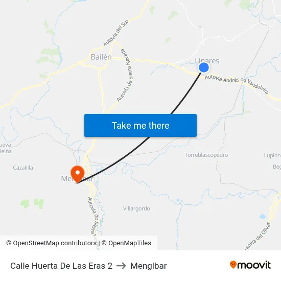 Calle Huerta De Las Eras 2 to Mengíbar map