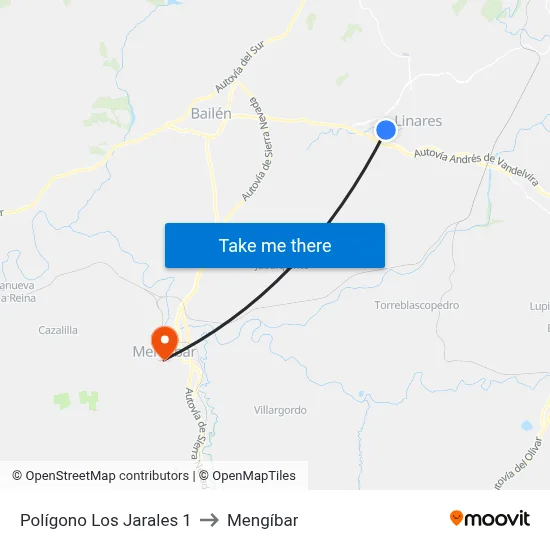 Polígono Los Jarales 1 to Mengíbar map
