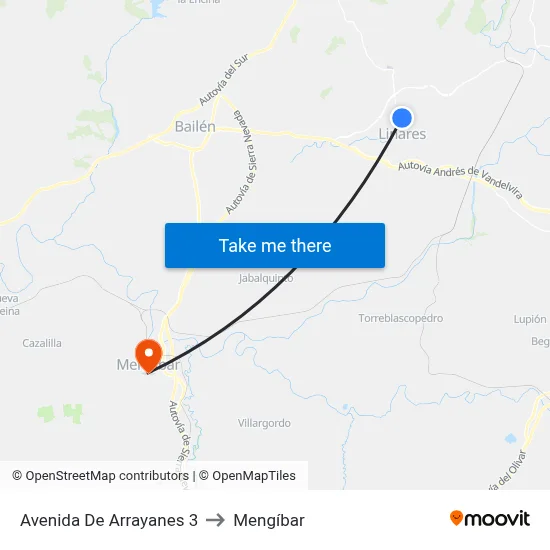 Avenida De Arrayanes 3 to Mengíbar map