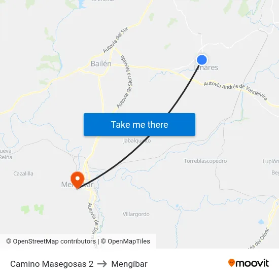 Camino Masegosas 2 to Mengíbar map