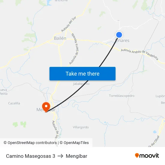 Camino Masegosas 3 to Mengíbar map