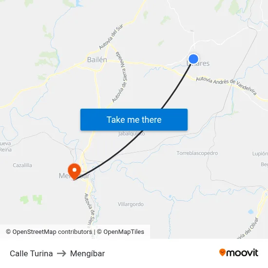 Calle Turina to Mengíbar map