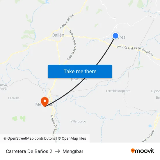 Carretera De Baños 2 to Mengíbar map