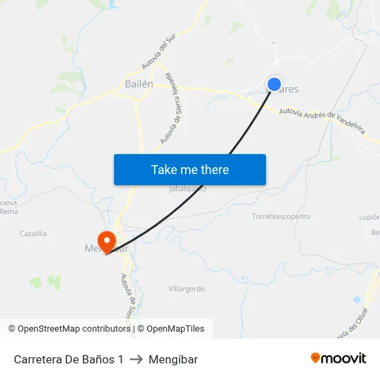 Carretera De Baños 1 to Mengíbar map
