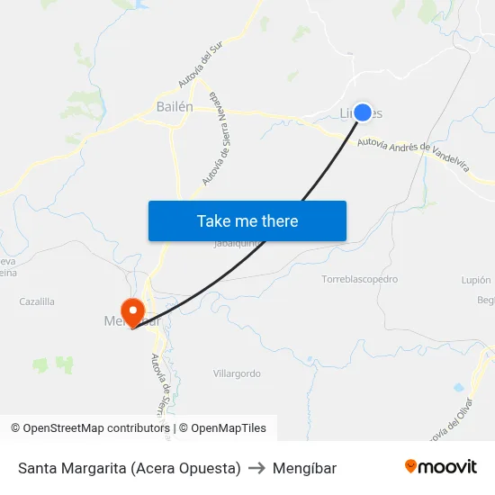 Santa Margarita (Acera Opuesta) to Mengíbar map