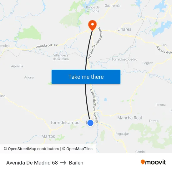 Avenida De Madrid 68 to Bailén map