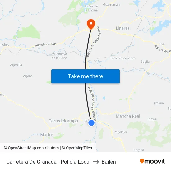 Carretera De Granada - Policía Local to Bailén map