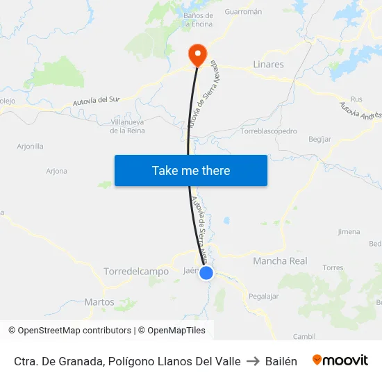 Ctra. De Granada, Polígono Llanos Del Valle to Bailén map