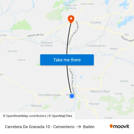 Carretera De Granada 10 - Cementerio to Bailén map