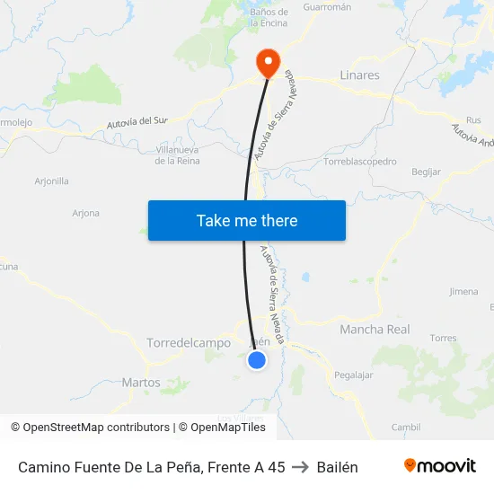 Camino Fuente De La Peña, Frente A 45 to Bailén map