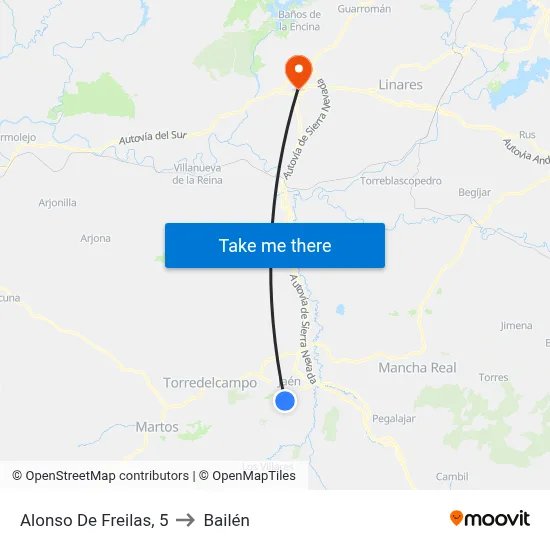 Alonso De Freilas, 5 to Bailén map