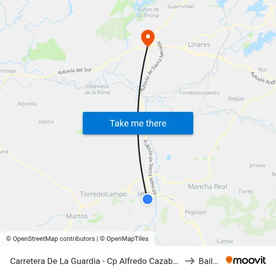 Carretera De La Guardia - Cp Alfredo Cazabán to Bailén map