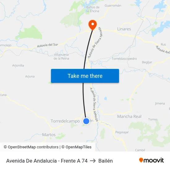 Avenida De Andalucía - Frente A 74 to Bailén map
