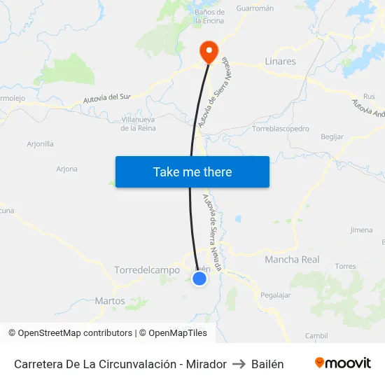 Carretera De La Circunvalación - Mirador to Bailén map