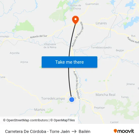 Carretera De Córdoba - Torre Jaén to Bailén map