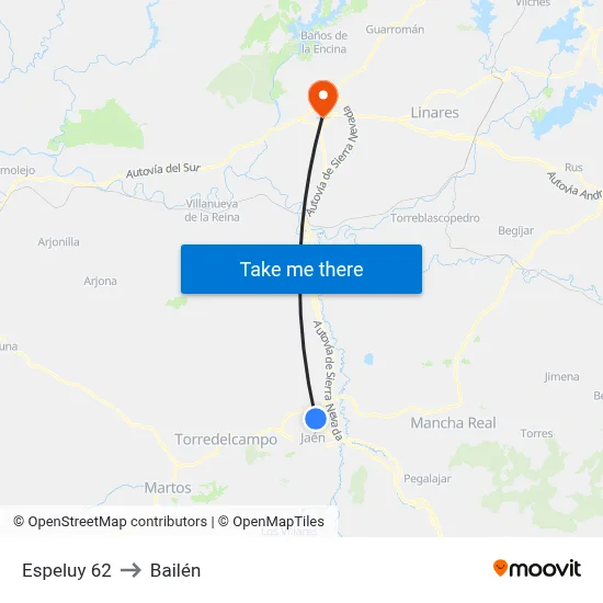 Espeluy 62 to Bailén map