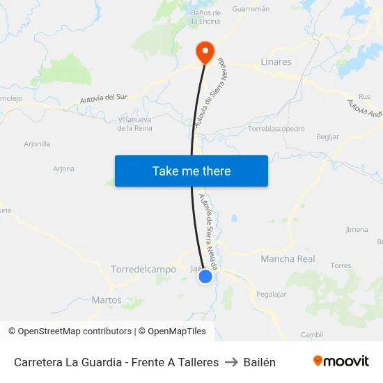 Carretera La Guardia - Frente A Talleres to Bailén map