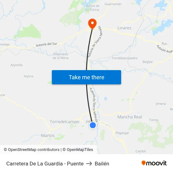 Carretera De La Guardia - Puente to Bailén map