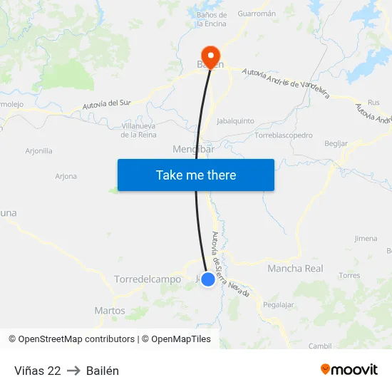 Viñas 22 to Bailén map