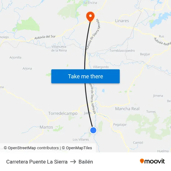 Carretera Puente La Sierra to Bailén map