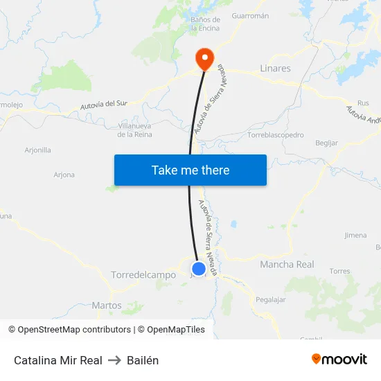 Catalina Mir Real to Bailén map