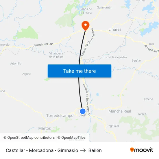 Castellar - Mercadona - Gimnasio to Bailén map