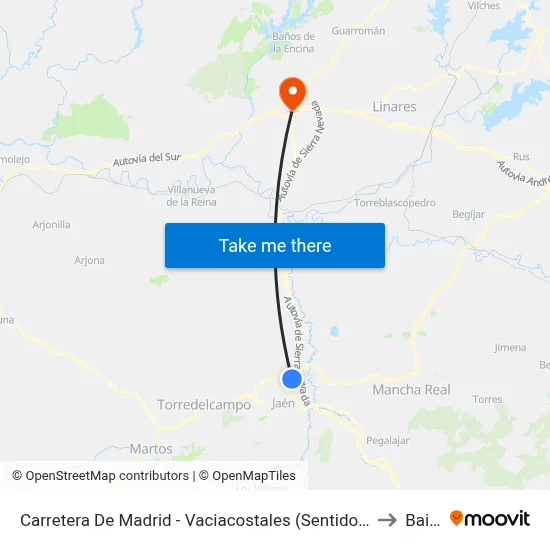 Carretera De Madrid - Vaciacostales (Sentido Las Infantas) to Bailén map
