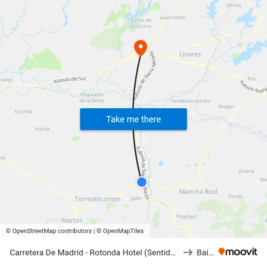 Carretera De Madrid - Rotonda Hotel (Sentido Las Infantas) to Bailén map