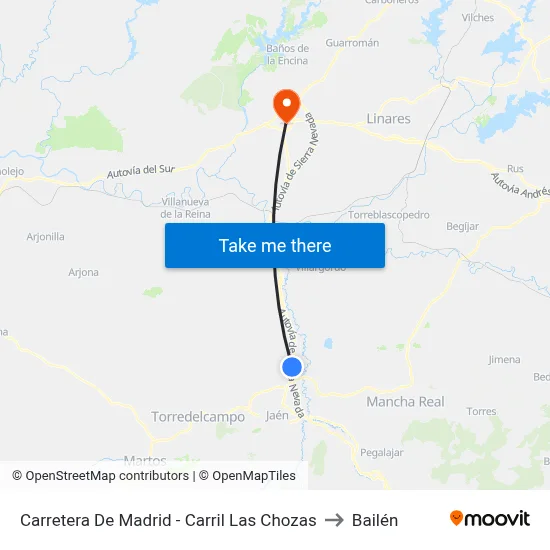Carretera De Madrid - Carril Las Chozas to Bailén map
