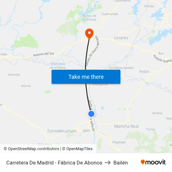 Carretera De Madrid - Fábrica De Abonos to Bailén map