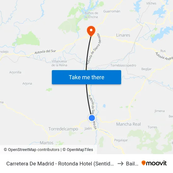 Carretera De Madrid - Rotonda Hotel (Sentido Jaén) to Bailén map