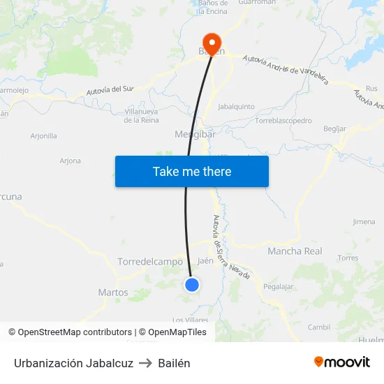 Urbanización Jabalcuz to Bailén map