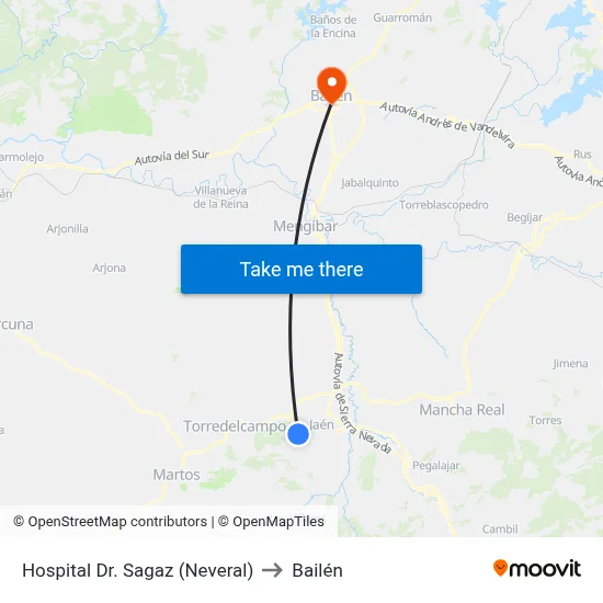 Hospital Dr. Sagaz (Neveral) to Bailén map