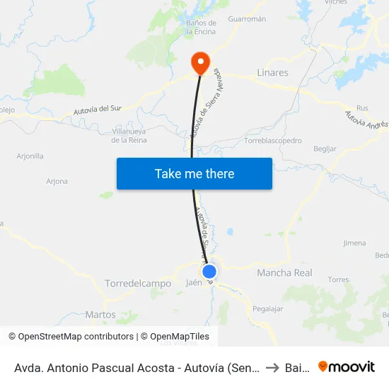 Avda. Antonio Pascual Acosta - Autovía (Sentido Jaén) to Bailén map