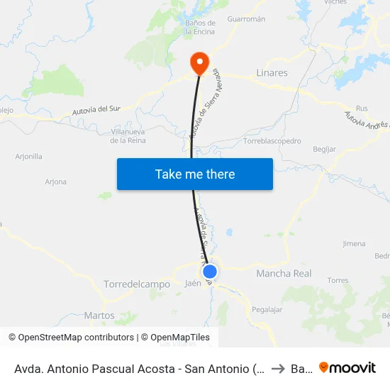 Avda. Antonio Pascual Acosta - San Antonio (Sentido Puente Tablas) to Bailén map