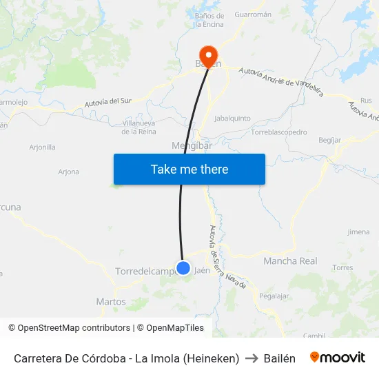 Carretera De Córdoba - La Imola (Heineken) to Bailén map