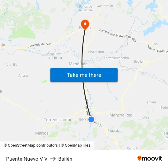 Puente Nuevo V V to Bailén map