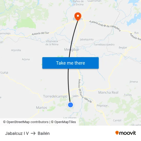 Jabalcuz I V to Bailén map
