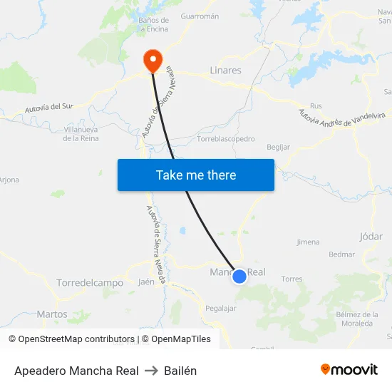 Apeadero Mancha Real to Bailén map