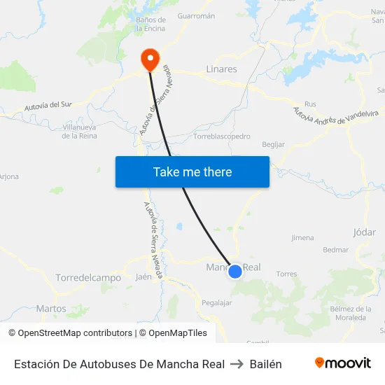 Estación De Autobuses De Mancha Real to Bailén map