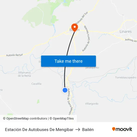 Estación De Autobuses De Mengibar to Bailén map