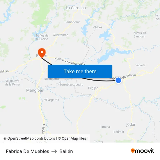 Fabrica De Muebles to Bailén map