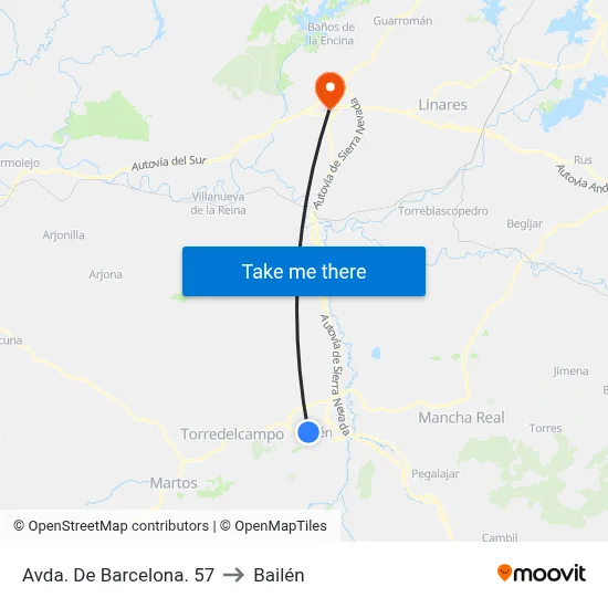 Avda. De Barcelona. 57 to Bailén map