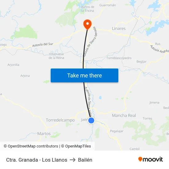 Ctra. Granada - Los Llanos to Bailén map