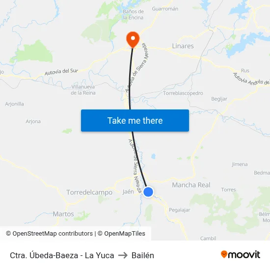 Ctra. Úbeda-Baeza - La Yuca to Bailén map