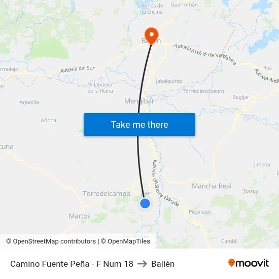 Camino Fuente Peña - F Num 18 to Bailén map